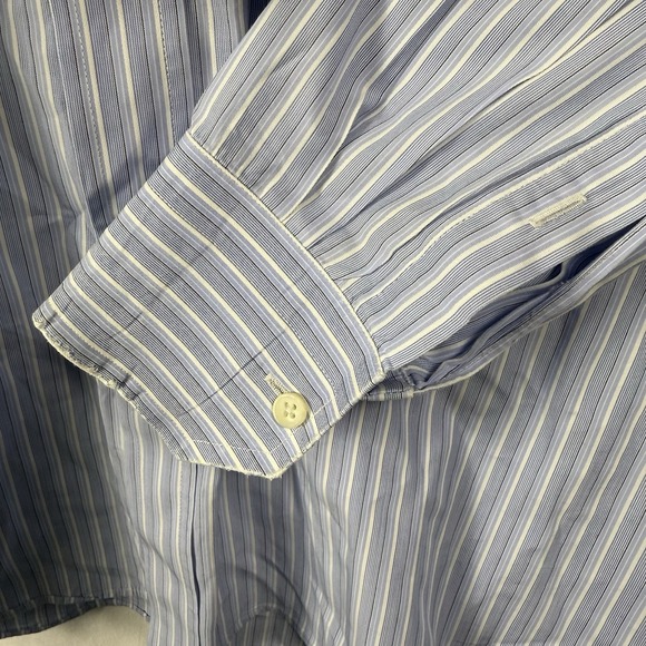 Canali Italy Button Down Striped Long Sleeve Dress Shirt Size‎ 17/43 Flaws - Picture 4 of 12